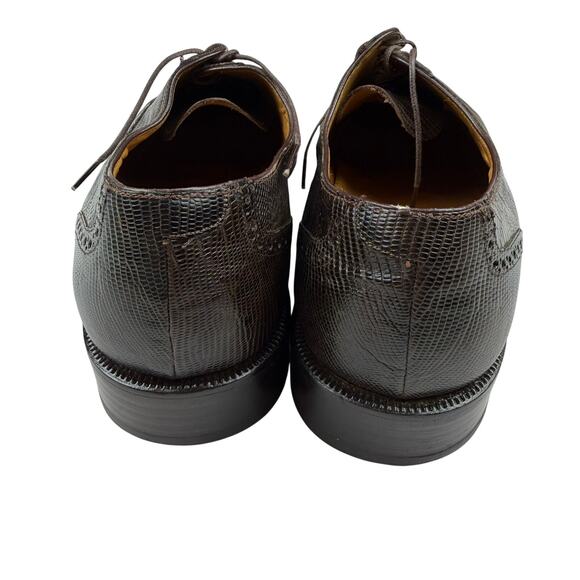Julio Blanco Brown Lizard Embossed Oxford Dress Shoes 12 - Picture 3 of 8